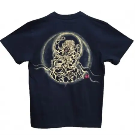 手描きTシャツ 仏画 愛染明王 黒 (半袖 Lサイズ)【1615500】