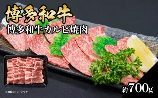 博多和牛カルビ焼肉 約700g 国産 黒毛和牛 肉 お肉 博多和牛 和牛 牛肉 カルビ バラ 国産 3～4人前 冷凍 冷凍配送 使い切りサイズ 霜降り 絶品 濃厚 柔らかい ジューシー 焼肉 家族団らん 福岡県 八女市 072-220