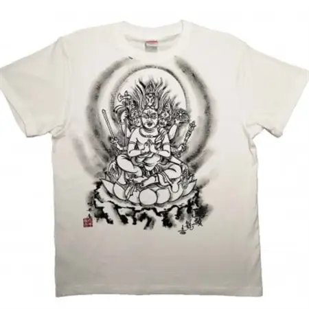 手描きTシャツ 仏画 馬頭観音 白 (半袖 Sサイズ)【1615690】