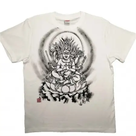 手描きTシャツ 仏画 馬頭観音 白 (半袖 Lサイズ)【1615698】