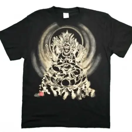 手描きTシャツ 仏画 馬頭観音 黒 (半袖 Mサイズ)【1615706】