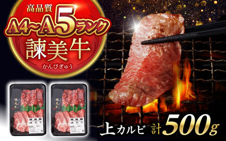 【お中元対応可】【特Aのブランド米で育てた】諫美牛 上カルビ 500g(250g×2) / 牛肉 ぎゅうにく 和牛 肉 焼肉 やきにく 国産 カルビ かるび / 諫早市 / 株式会社土井農場 [AHAD101]