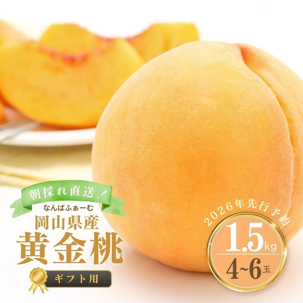【2026年先行予約】［なんばふぁーむ］岡山県産 黄金桃 1.5kg（4～6玉）[ギフト用]