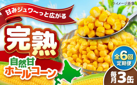 【全6回定期便】自然甘 ホールコーン 3缶【きもべつ観光協会】 缶詰 瓶詰 加工品 とうもろこし 北海道 常温配送 [AJAG037]