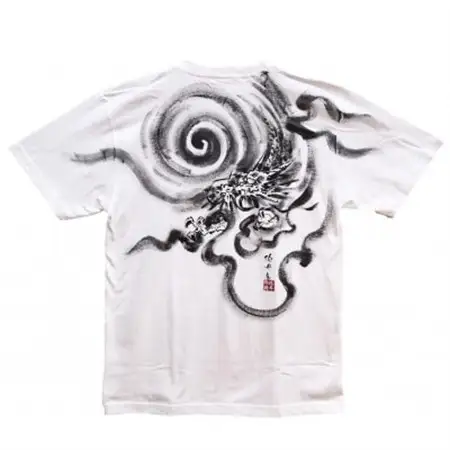 手描きTシャツ 日本画 龍神 白 (半袖 Mサイズ)【1615182】