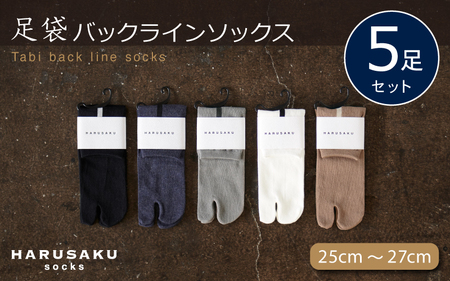 HARUSAKU 足袋バックラインソックス 5足セット （25cm～27cm） ／ ハルサク 靴下 ソックス メンズ 消臭 奈良県 葛城市【hrsk011】