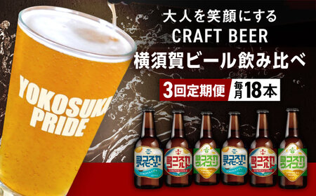 【全3回定期便】飲み比べ ビール 3種　18本セット （330ml瓶×計54本）クラフトビール 【有限会社たのし屋本舗】[AKAE053]