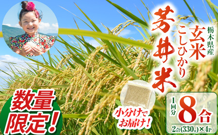 【数量限定】【令和8年度産】那珂川町産芳井米 コシヒカリ 玄米 330g（2合分）×4 | 栃木県 那珂川町 送料無料
