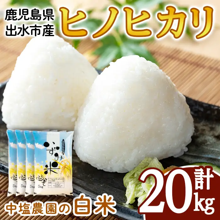 i1079-C 令和7年産 鹿児島県 出水市産 ヒノヒカリ (計20kg・5kg×4袋) 米 20kg ひのひかりヒノヒカリ 鹿児島 20キロ お米 九州 九州産 甘み あっさり もちもち 【いずみキッチン】