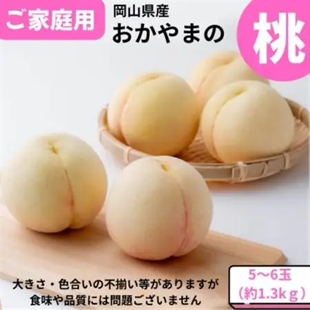 【2026年発送】ご家庭用　おかやまの桃　約1.3kg(5～6玉)【配送不可地域：離島・沖縄県】【1614291】