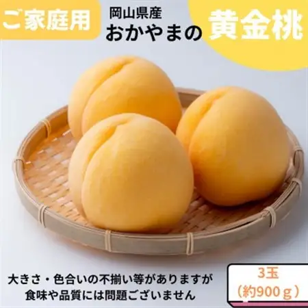 【先行受付】ご家庭用　おかやまの黄金桃　大玉3玉　約900g【配送不可地域：離島・沖縄県】【1614293】