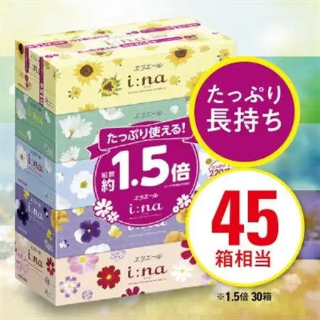 【津山工場限定】エリエール i:na(イーナ)ティシュー 220組5箱×6パック(30箱)【配送不可地域：離島・北海道・沖縄県】【1615608】