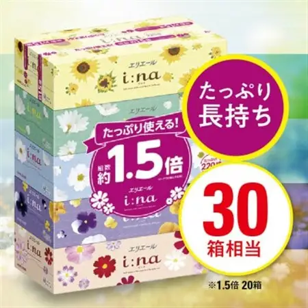 【津山工場限定】エリエール i:na(イーナ)ティシュー 220組5箱×4パック(20箱)【配送不可地域：離島・北海道・沖縄県】【1615610】