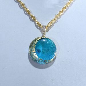 アクセサリー 金彩ペンダント（カラー：オーシャンブルー）【グラスアート黒木】_A0114-046