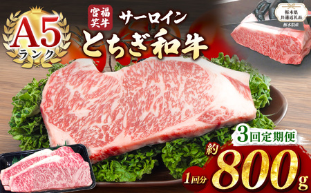 【栃木県共通返礼品】【定期便3回】宮福笑牛(とちぎ和牛) A5 サーロインステーキ　約200gx4枚  | 栃木県 下野市