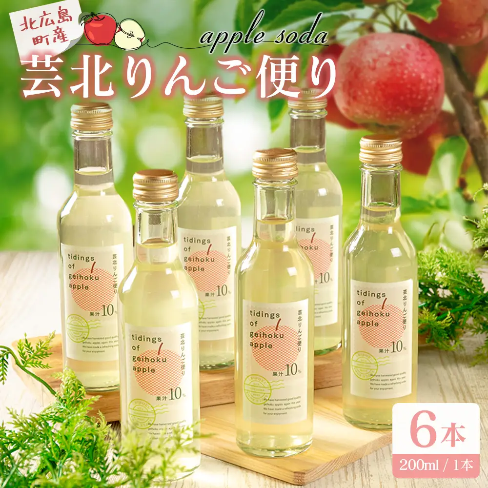 りんごソーダ 芸北りんご便り 炭酸ジュース 200ml 6本_HA095_004