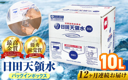 【全12回定期便】日田天領水 10L×1箱 天然水 備蓄 防災 ミネラルウォーター シリカ[AREG054]