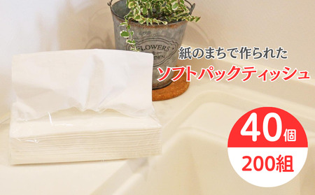 ティッシュペーパー ティッシュ ソフトパック イットコ 400枚 200組 40パック 再生紙 ティシュー エコ シンプル  ダブル 日用品 消耗品 備蓄 防災 送料無料 愛媛県 四国中央市