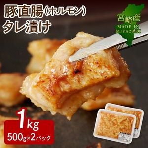 【宮崎産】豚直腸(ホルモン)タレ漬け 1kg (500g×2) N061-YA4421