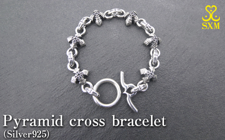 Pyramid cross bracelet ピラミッド クロス ブレスレット ｜ 腕輪 シルバー アクセサリー 十字架 モチーフ 925 ブレス ハンドメイド ジュエリー アクセ ファッション 人気 シンプル ギフト プレゼント 年末年始 お中元 お歳暮 内祝い 快気祝い