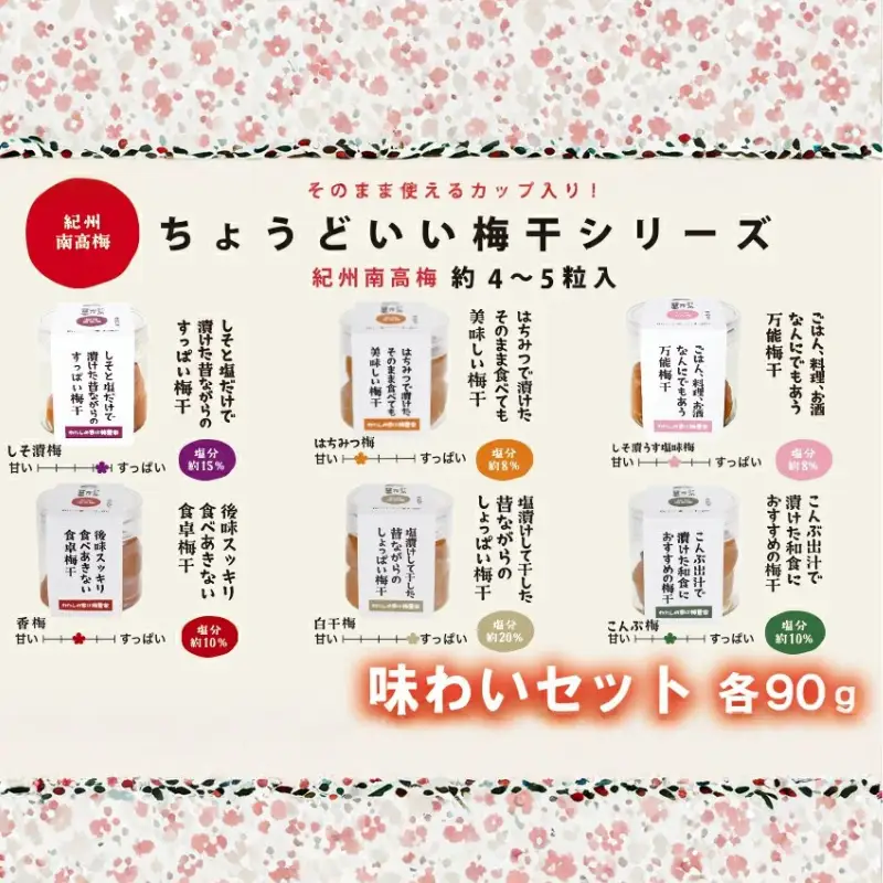 ちょうどいい梅干セット 【味わいセット】各90ｇ×6種 （約4～5粒入） iwasho017A【iwasho017A】
