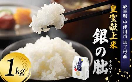 ＜テレビで紹介されました！＞令和7年度 皇室献上米『銀の朏』1kg 中津川市加子母産 栽培期間中化学肥料不使用 米 お米 コメ ごはん ご飯 食品 F4N-1861