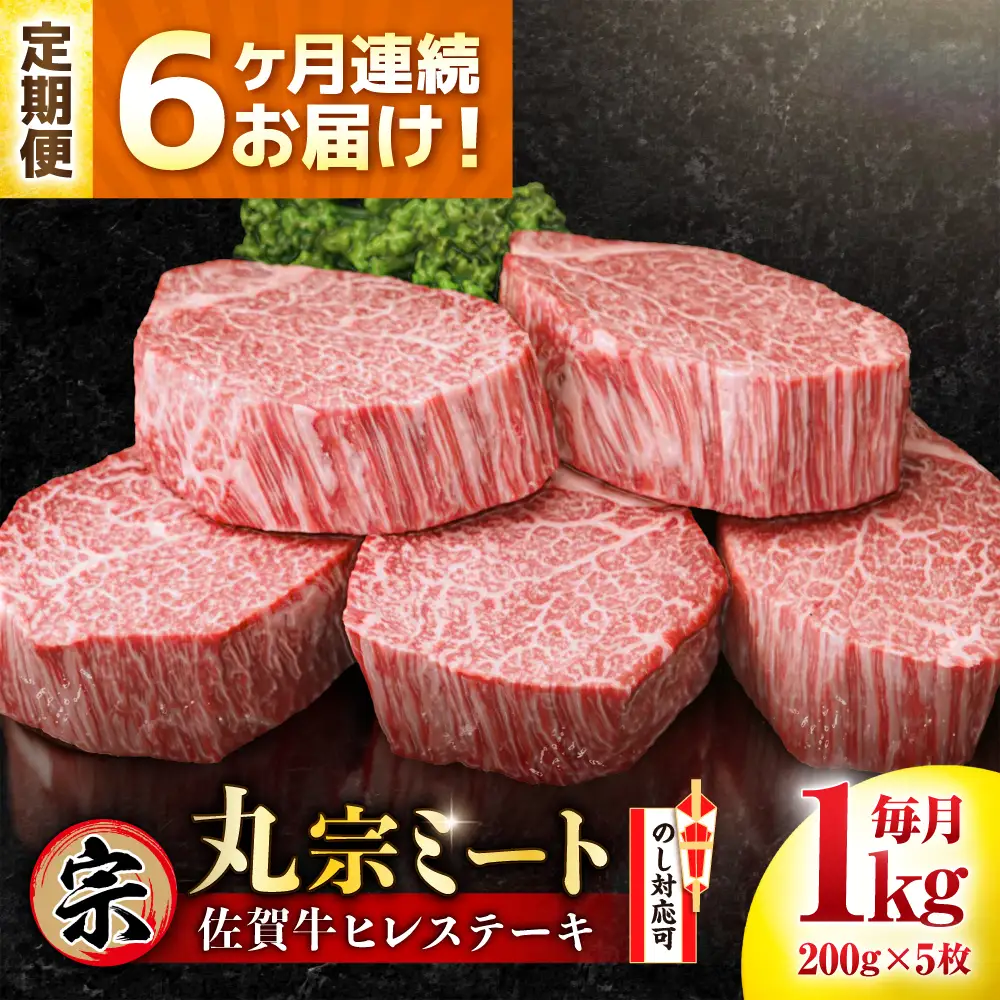 定期便6回 佐賀牛 ヒレステーキ 200g×5枚[FDP003]