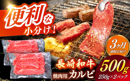 【全3回定期便】 長崎和牛（A4ランク以上）カルビ焼肉用500g [RCE018]