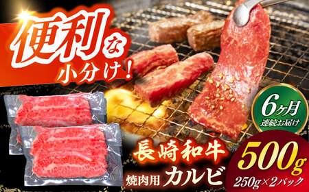 【全6回定期便】 長崎和牛（A4ランク以上）カルビ焼肉用500g [RCE019]