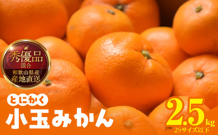 MK1000_【2026年先行予約】みかん とにかく 小玉 箱込 2.5kg ( 内容量 2.3kg ) 2Sサイズ以下 秀品 優品 混合 有田みかん 和歌山県産 産地直送 【みかんの会】