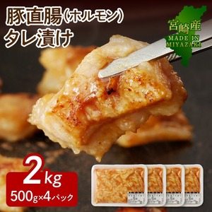 【宮崎産】豚直腸(ホルモン)タレ漬け 2kg (500g×4) N061-YB441