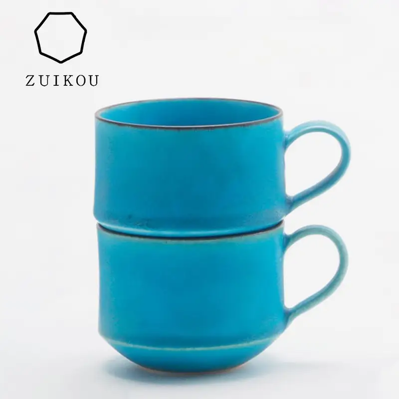 【瑞光窯-ZUIKOU-】スタッキングマグ ペアセット(ターコイズブルー/青)｜京都 清水焼 食器 おしゃれ 人気