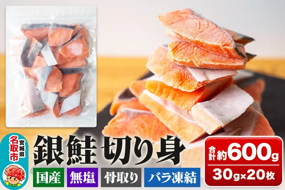 銀鮭 骨取切り身 約30g×20枚 計600g  センシン食品
