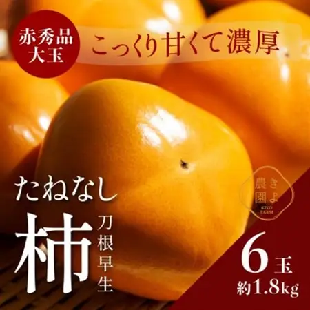先行受付　柿(種無し)　赤秀品大玉　6個入　約1.8kg【配送不可地域：離島】【1616656】