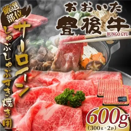 【厳選部位】おおいた豊後牛サーロインしゃぶしゃぶすき焼き用 600g(300g×2P)(日出町)_肉 すき焼き 牛肉 すきやき スキヤキ  肉 しゃぶしゃぶ 牛肉 牛しゃぶ  肉 黒毛和牛 牛肉 _【配送不可地域：離島】【1571705】