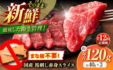 全12回定期便 切れてる 国産馬刺し 3P計約120g BHAD104 馬刺し