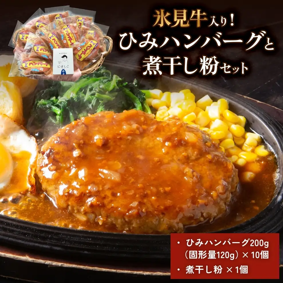 ひみハンバーグと煮干し粉のセット 富山県 氷見市 煮干 惣菜 調味料　ハンバーグ