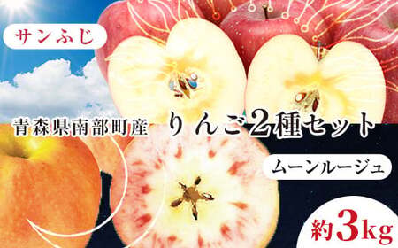 青森県 希少りんご サンふじ＆ムーンルージュ 約3kgセット 【泉山果樹園】 フルーツ 2種セット F21U-398