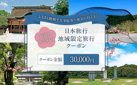 福岡県太宰府市 日本旅行地域限定旅行クーポン 30,000円 チケット 旅行 宿泊券 ホテル 観光 旅行券 交通費 体験 宿泊 夏休み 冬休み 家族旅行 ひとり カップル 夫婦 親子 トラベルクーポン 太宰府市旅行 福岡県 太宰府市