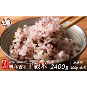 【3ヶ月定期便】胡麻香る十穀米 (400g×2袋)【合計2400g 全6袋】