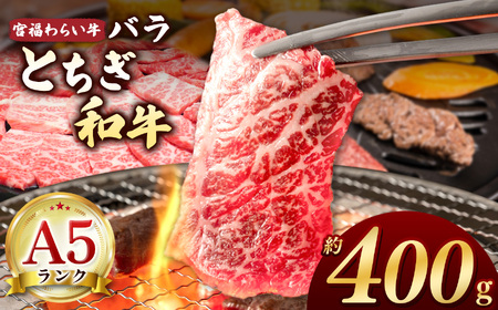 【栃木県共通返礼品】宮福笑牛（とちぎ和牛）A5 バラ焼き肉　約400g