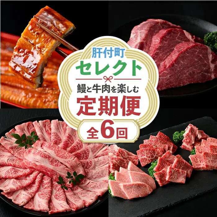 【F90002】＜定期便・全6回＞肝付町セレクト定期便《鰻と牛肉を楽しむ定期便》 鹿児島 牛肉 黒毛和牛 鰻 うなぎ ウナギ 焼肉 焼き肉 しゃぶしゃぶ ステーキ ヒレ フィレ 定期便 セレクト 冷凍 冷凍食品 【株式会社きもつき未来商社そらまち】