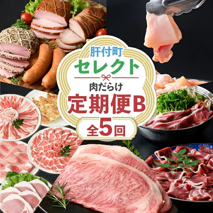 【E90002】＜定期便・全5回＞肝付町セレクト定期便《肉だらけ定期便B》 鹿児島 牛肉 黒毛和牛 豚肉 黒豚 鶏肉 唐揚げ 味付け 定期便 セレクト 加工品 肉加工品 簡単調理 冷凍 冷凍食品 【株式会社きもつき未来商社そらまち】