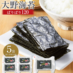 海苔 のり 大野海苔 ぱりぱり120 (5袋) 