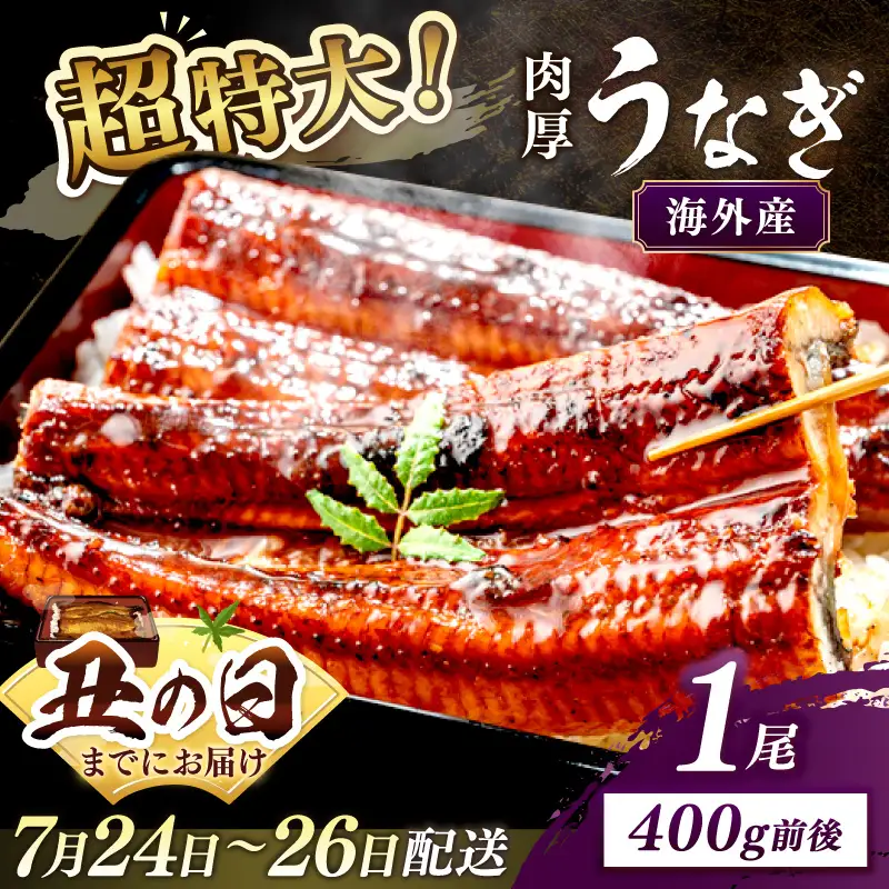 【7月24～26日配送】超特大！ふっくら肉厚！うなぎ蒲焼 1尾 400g前後 ふるさと納税 鰻 外国産 ウナギ 肉厚 蒲焼 鰻の蒲焼 有頭 蒲焼き
