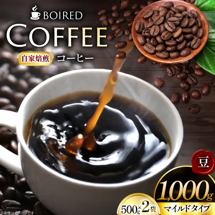 自家焙煎コーヒー マイルドタイプ 豆 500g 2袋 計 1000g [ボワード 愛知県 江南市 ko23btu250013]