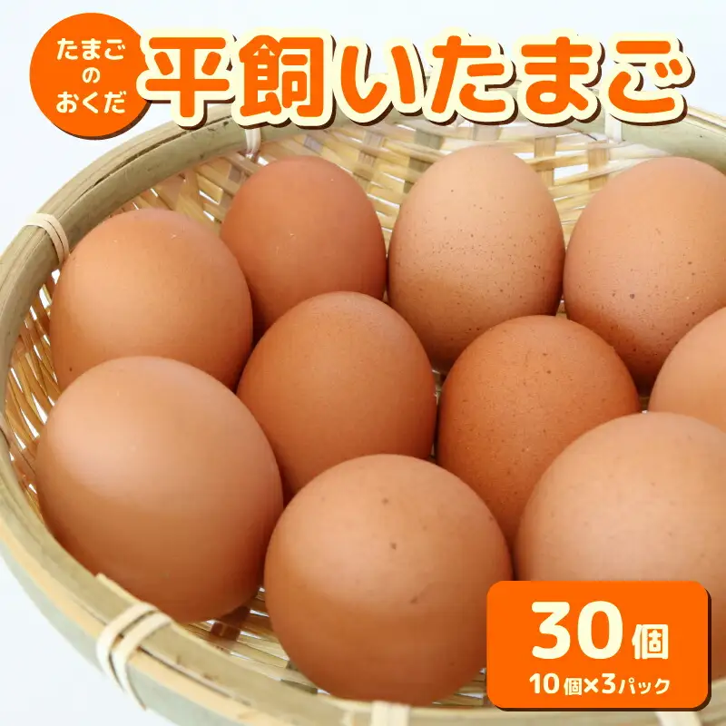 【平飼い たまご】 30個(10個×3パック)  ＼ 自然由来飼料のたまご ／ 