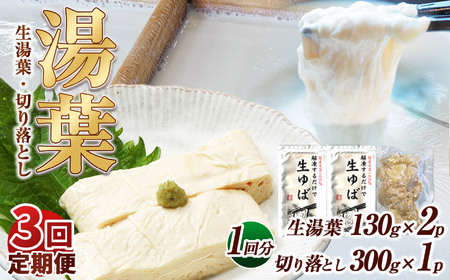 【定期3回】湯葉（生湯葉・切落し）生湯葉130g×2、切落し300g×1 | 定期便 3回 湯葉 生湯葉 イソフラボン 美と健康のサポート 植物性タンパク質 低カロリー 栃木県 那珂川町 