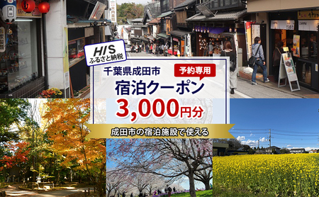 HISふるさと納税宿泊予約専用クーポン（千葉県成田市）3,000円分