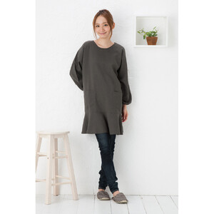 【グレー】ラグランフリル割烹着